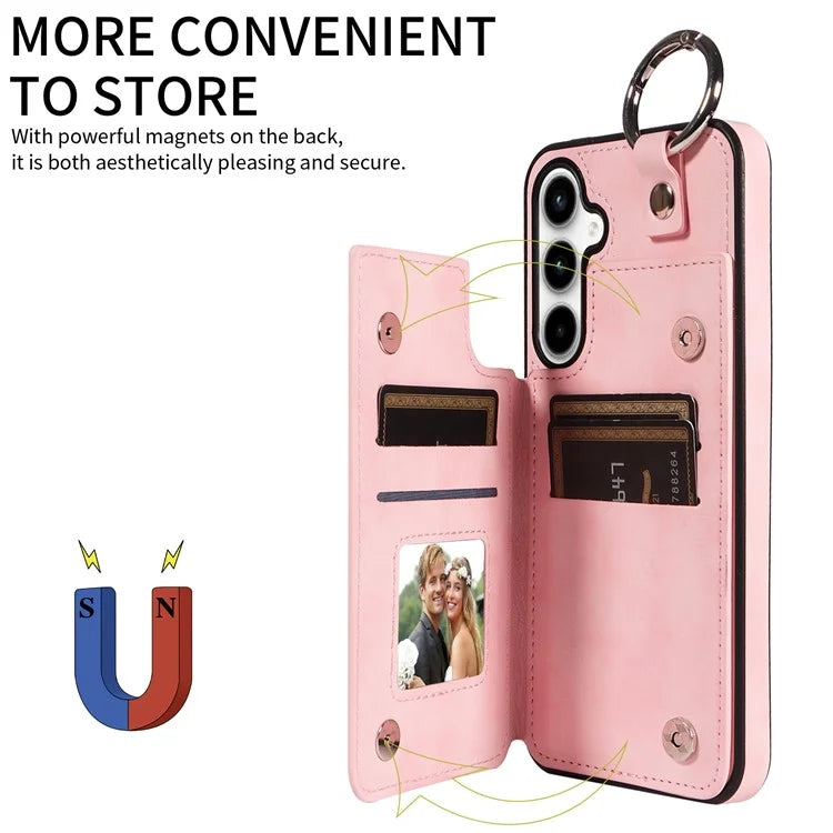 003 For Samsung Galaxy A35 5G Case Card Slots Ring Kickstand PU Leather+TPU Phone Cover
