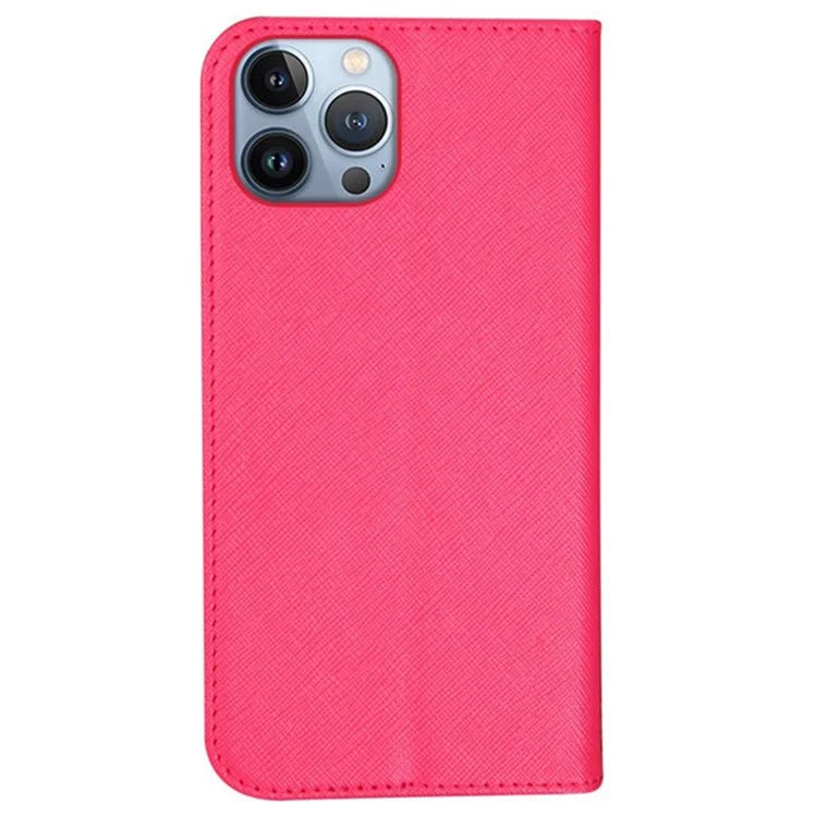 For iPhone 16 Pro Max Case Magnetic Closure Cross Texture PU Leather Phone Cover