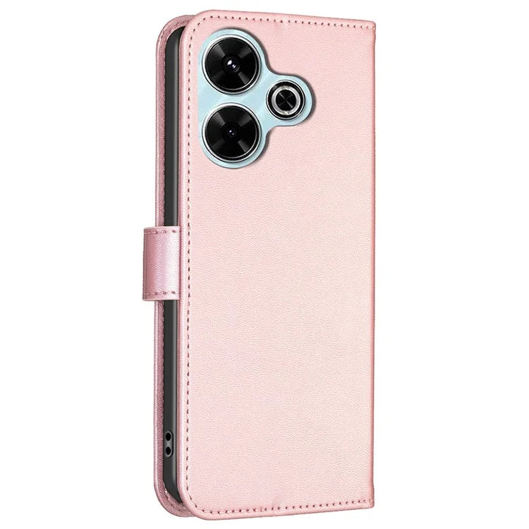 For Xiaomi Redmi 13 4G / Poco M6 4G Case Wallet Leather Phone Cover Lucky Clover Imprinting Gold