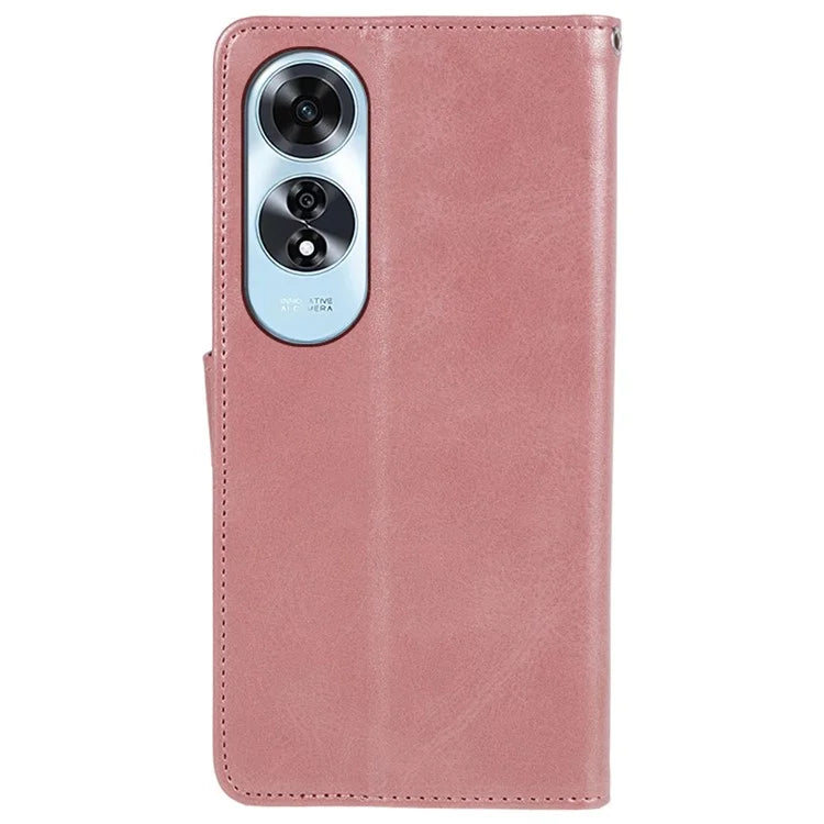 For Oppo A60 4G Case Leather Phone Cover Calf Texture Magnetic Clasp Flip