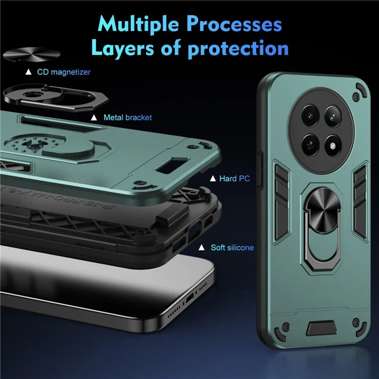 For Realme 12 5G Case PC+TPU Shockproof Phone Protective Cover Rotating Kickstand