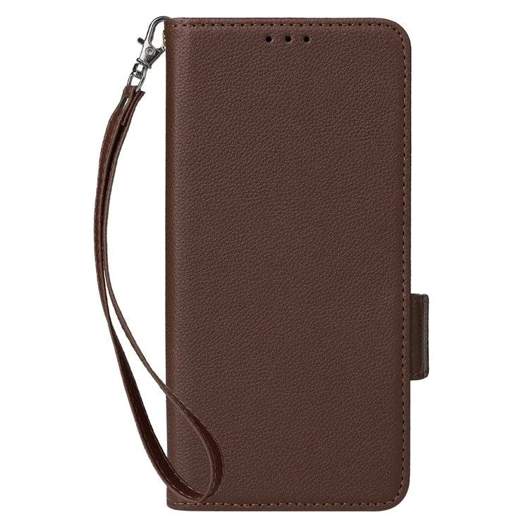 For HTC U24 Pro 5G Case Litchi Texture Leather Phone Cover with Strap