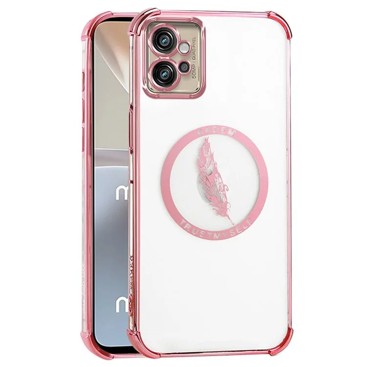 KADEM For Motorola Moto G32 4G Case Feather Pattern Electroplating TPU Phone Cover