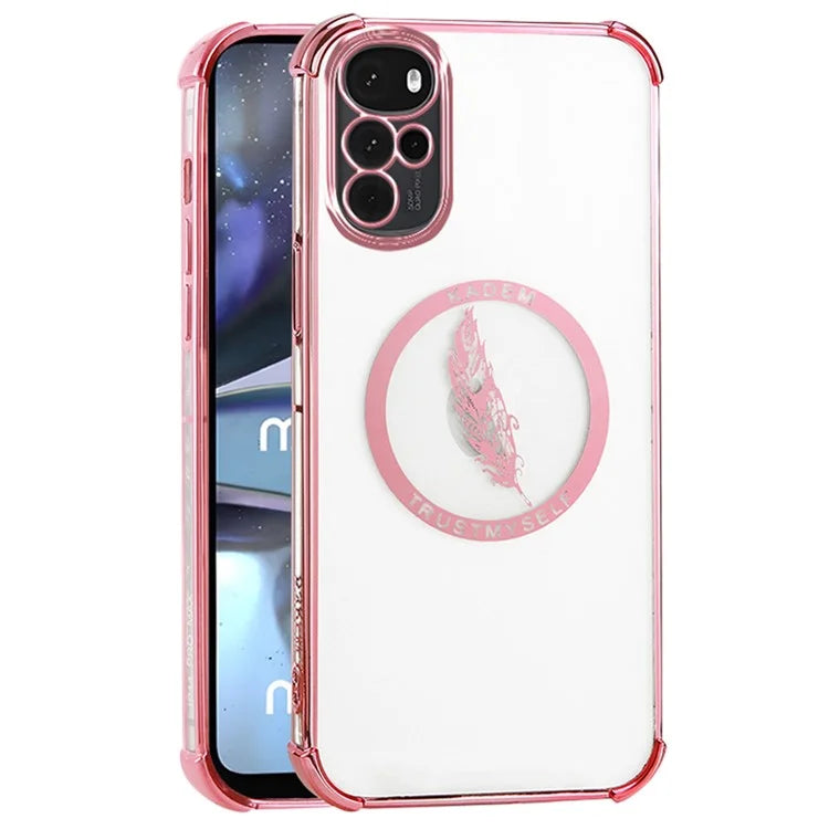 KADEM For Motorola Moto G22 Case Transparent Reinforced Corners TPU Phone Cover Electroplating