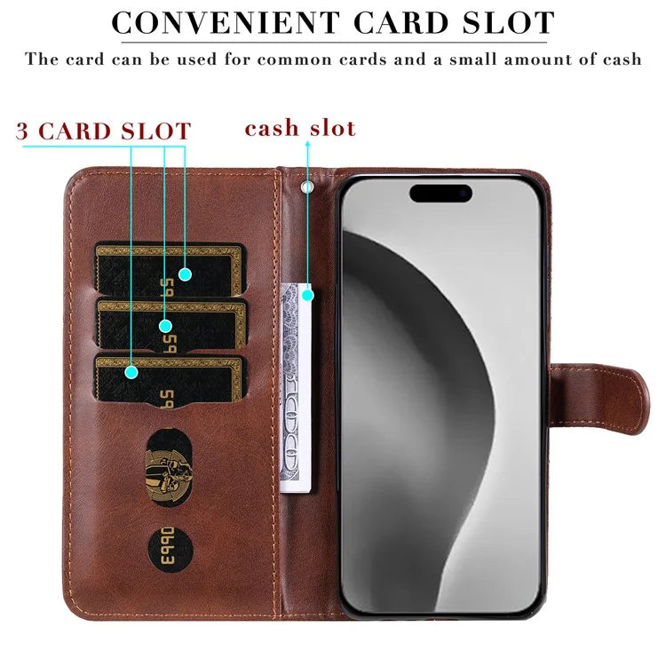 For iPhone 16 Pro Max Case Zipper Pocket Flip Shockproof Leather Phone Cover