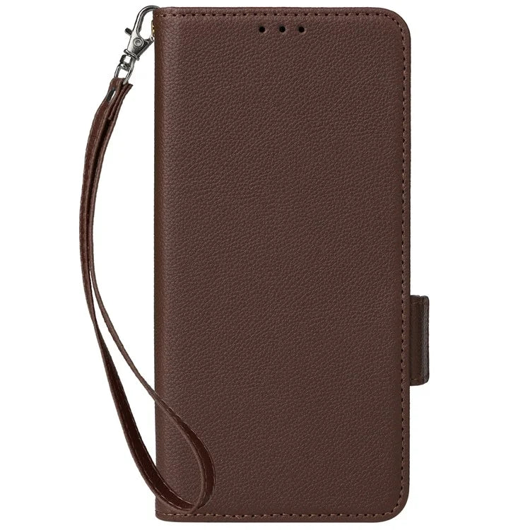 For vivo Y28 4G Shockproof Case Litchi Texture Leather Phone Cover with Strap