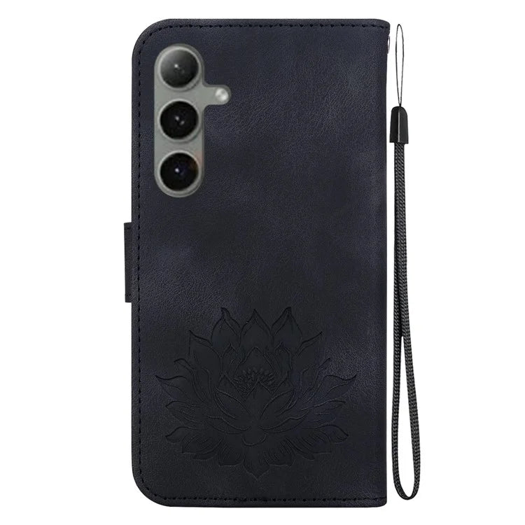 For Samsung Galaxy S24+ Case Lotus Pattern Leather Phone Cover Wallet Stand Feature