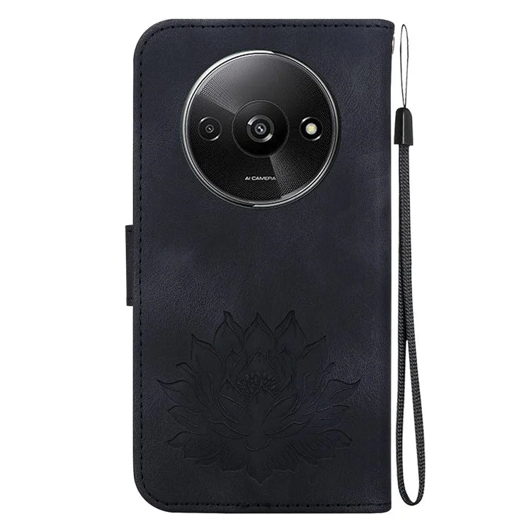 For Xiaomi Redmi A3 / Poco C61 4G Wallet Case Lotus Imprint Leather Phone Cover