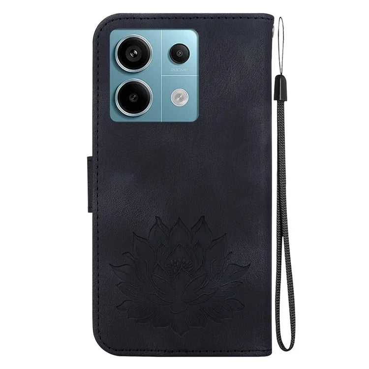 For Xiaomi Redmi Note 13 Pro 5G / Poco X6 5G Case Flip Protective Leather Phone Cover Lotus Imprinted