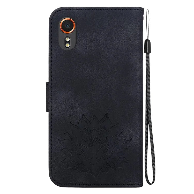 For Samsung Galaxy Xcover7 Case Lotus Pattern Leather Phone Cover Card / Cash Slots