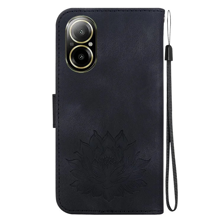 For Realme C67 4G Case Lotus Imprinted Leather Wallet Phone Cover