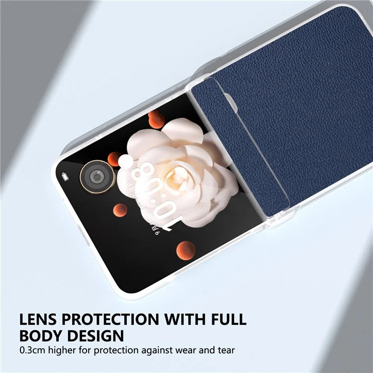 ABEEL For Honor Magic V Flip 5G Case Matte Frame Genuine Cow Leather Back Cover
