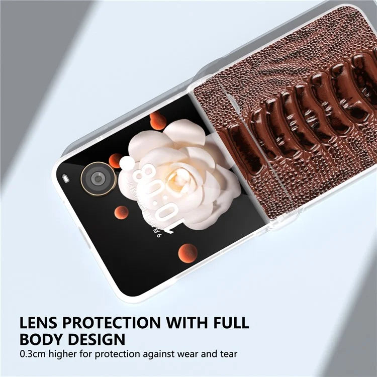 ABEEL For Honor Magic V Flip 5G Case Hinge Protection Genuine Cow Leather Back Cover Crocodile Texture