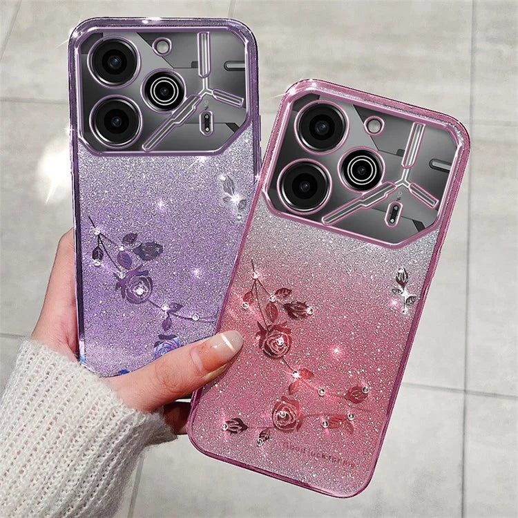 KADEM For TECNO Pova 6 5G / Pova 6 Pro 5G Case Flower Glitter TPU Soft Phone Cover