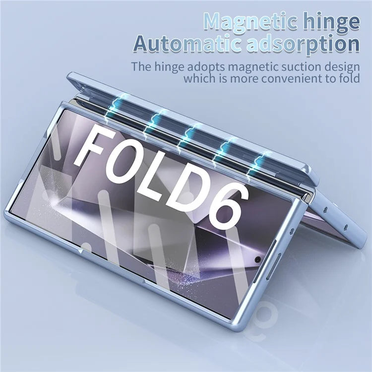 For Samsung Galaxy Z Fold6 5G Phone Case Hard PC Phone Cover with Tempered Glass Film / Stylus