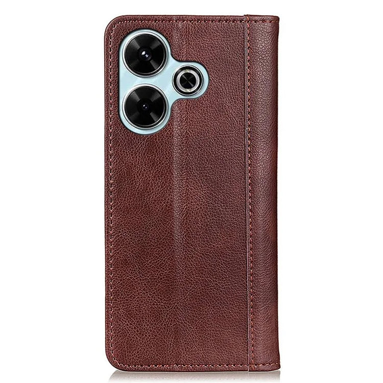 For Xiaomi Redmi 13 4G Wallet Case Litchi Texture Split Leather Phone Cover
