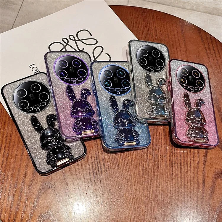 For Xiaomi 14 Ultra Case Electroplating Rabbit PC+TPU Phone Cover Hidden Kickstand
