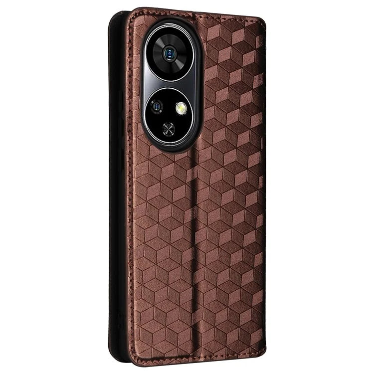 For Ulefone Note 17 Pro Case PU Leather Phone Cover Rhombus Pattern Stand Function