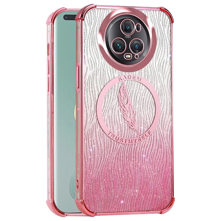 KADEM For Honor Magic5 Pro Case Feather Pattern Glittery Soft TPU Phone Cover
