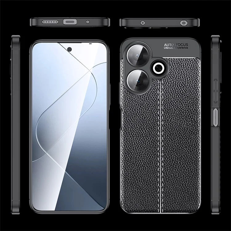 For Xiaomi Redmi 13 4G Case Litchi Texture Back TPU Phone Cover