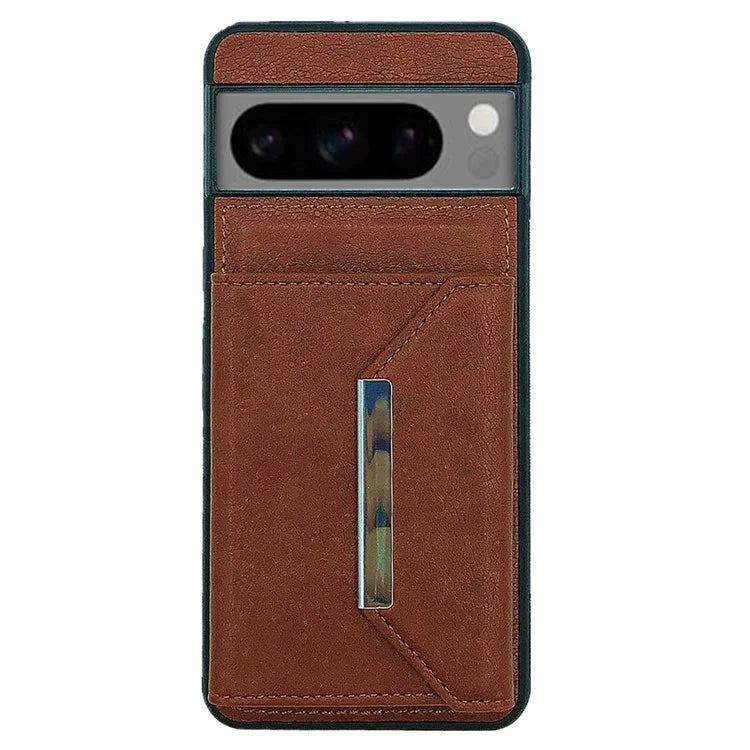 For Google Pixel 8 Pro Case Leather Phone Back Cover with Card Holder Kickstand
