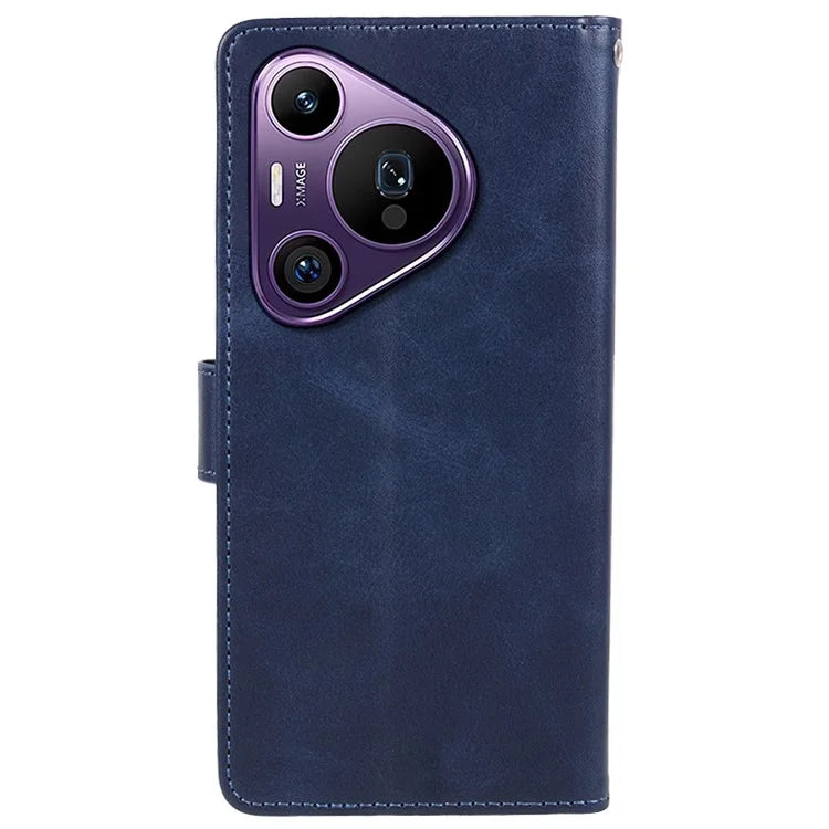For Huawei Pura 70 Pro / Pura 70 Pro+ Case Leather Folio Flip Phone Cover Magnetic Clasp Calf Texture