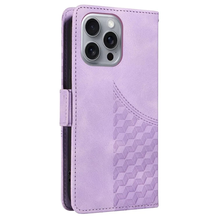For iPhone 16 Pro Max Case Rhombus Starry Imprinted Phone Leather Cover