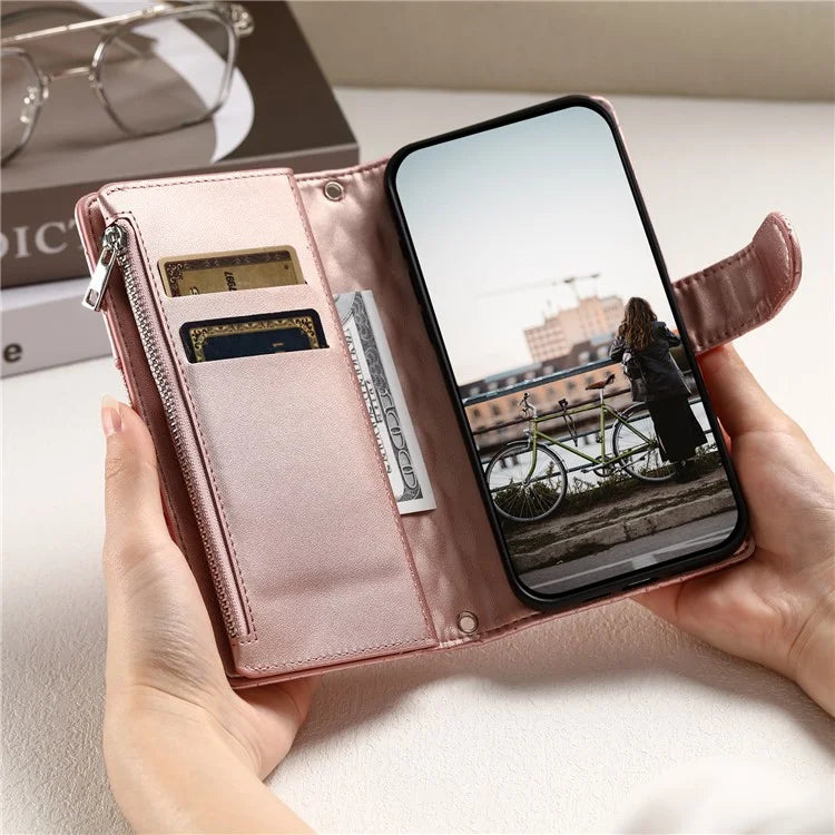 Style 013 for Motorola Moto E14 4G / G04 4G / G04s 4G / G24 4G Case Rhombus Leather Zipper Phone Cover
