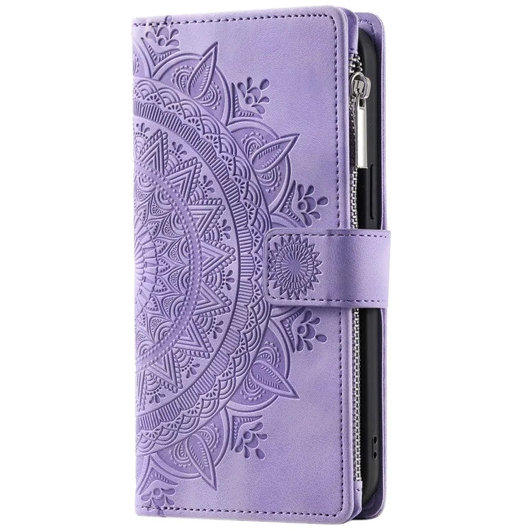 Style 006 For Motorola Moto G85 5G / S50 Neo 5G Case Zipper Pocket Leather Phone Bag Cover Mandala Flower