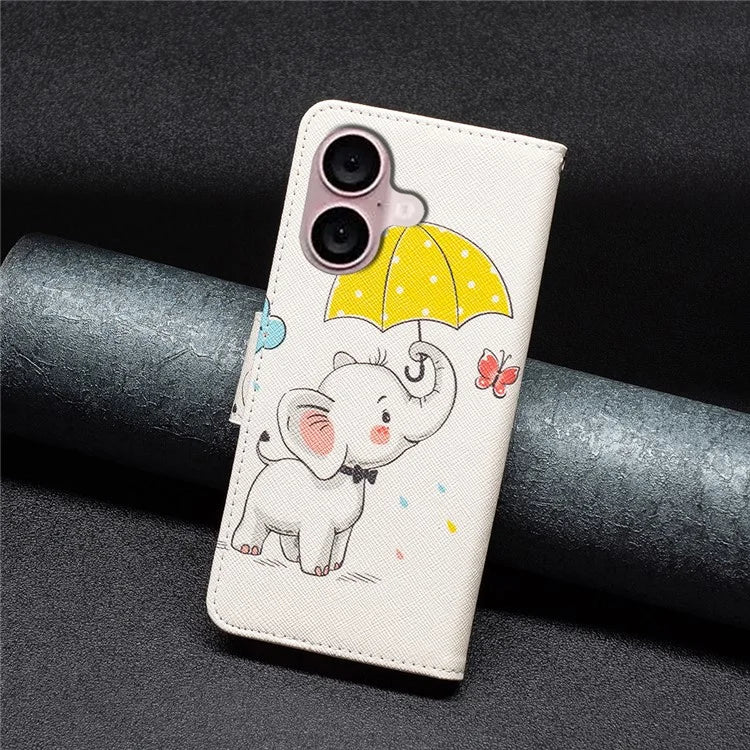 For iPhone 16 Plus Case Pattern Print Wallet Leather Stand Flip Phone Cover