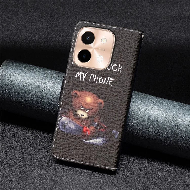 For vivo Y28 4G Case Leather Wallet Stand Phone Cover Pattern Printing