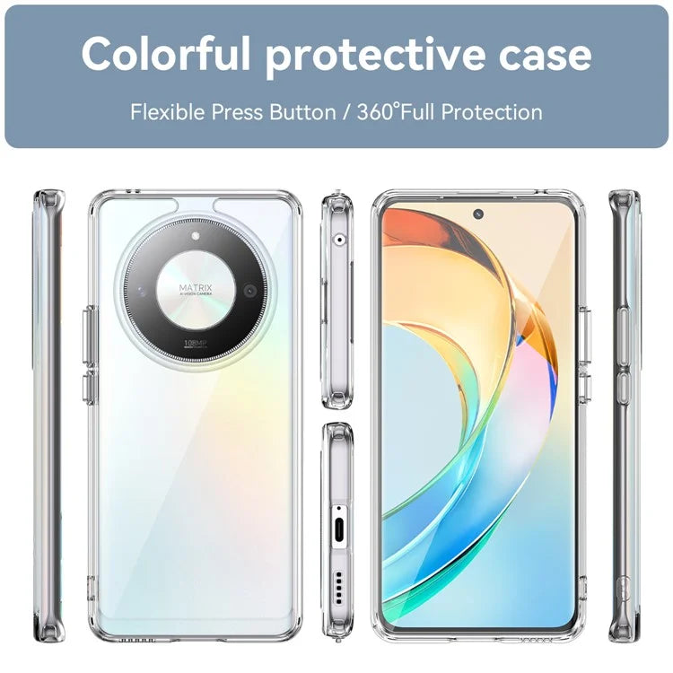 For Honor X9b 5G / Magic6 Lite 5G / X50 5G Transparent Case Electroplating Buttons (Big Rear Lens Hole)