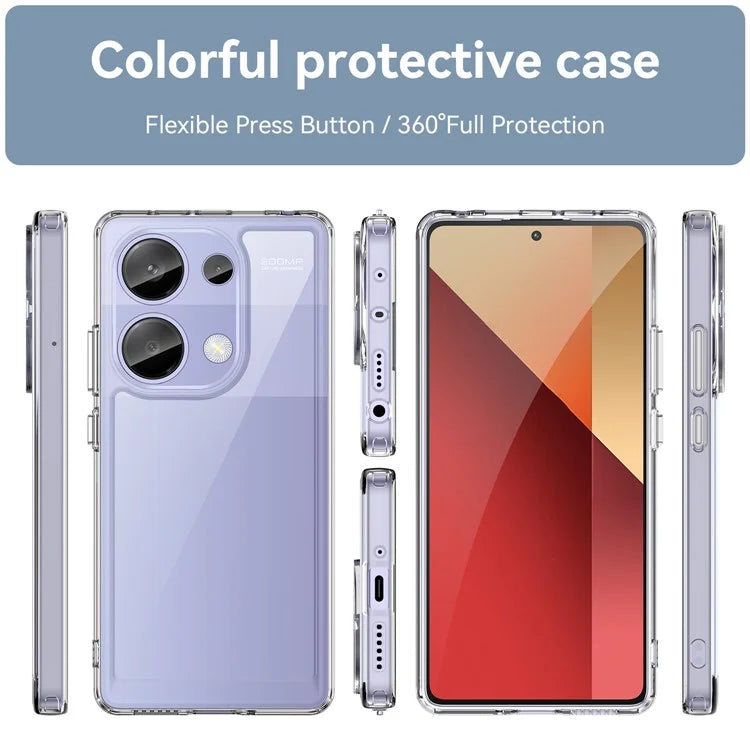 For Xiaomi Redmi Note 13 Pro 4G / Poco M6 Pro 4G Case Clear Phone Cover with Electroplated Buttons (Big Rear Lens Hole)