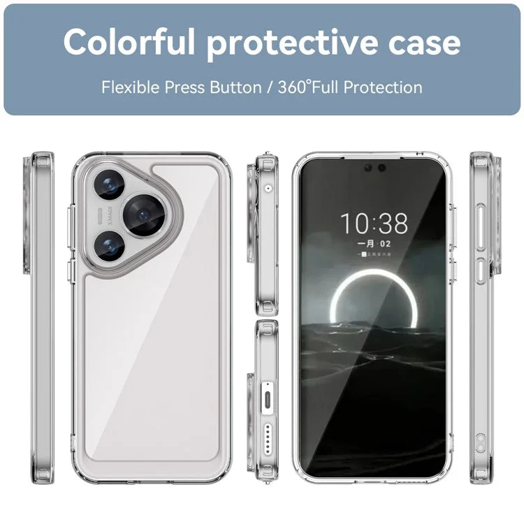 For Huawei Pura 70 Pro / 70 Pro+ Case Ultra-Transparent Phone Cover with Electroplated Buttons (Big Rear Lens Hole)