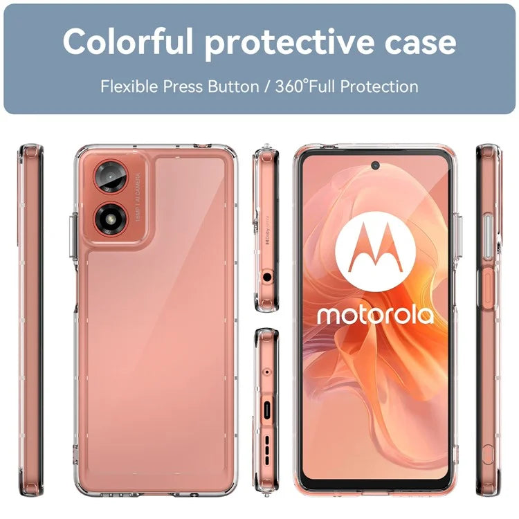 For Motorola Moto G24 4G Case Crystal Clear Phone Cover with Electroplated Buttons (Big Rear Lens Hole)
