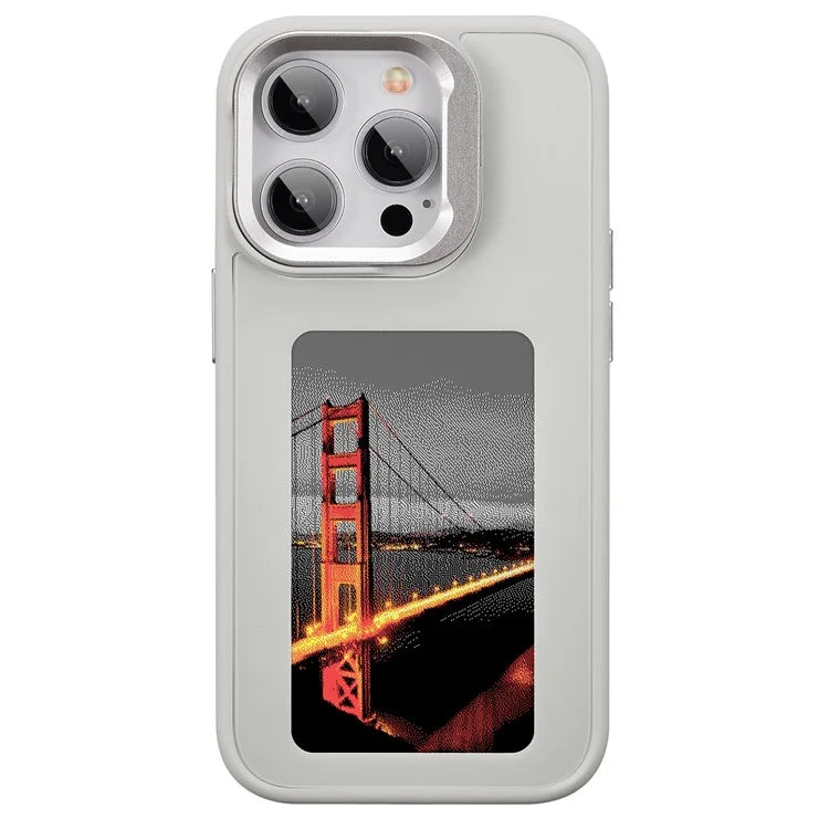 INKZONE For iPhone 13 Pro 4-Color E Ink Phone Case Kickstand DIY Customized Pattern