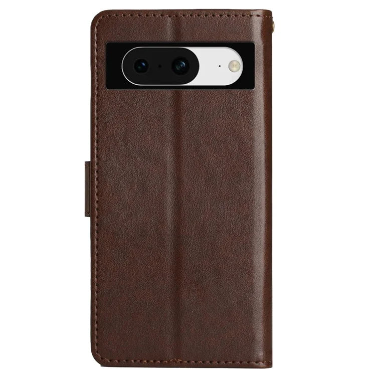 For Google Pixel 8 Phone Case Leather Flip Cover Butterfly Flower Pattern Imprinted