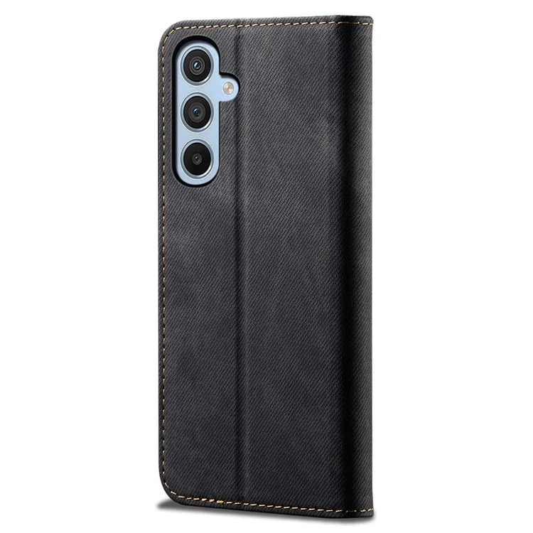 For Samsung Galaxy S24 FE Case Wallet Flip Leather Phone Cover Jeans Cloth Texture