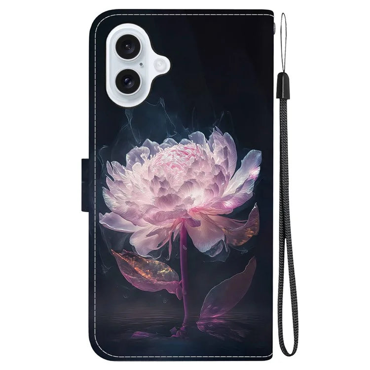 For iPhone 16 Stand Case Pattern Print Leather Wallet Phone Cover
