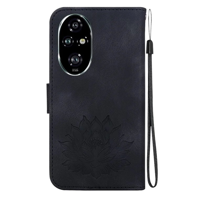 For Honor 200 Pro 5G Case Lotus Imprint Leather Wallet Phone Cover