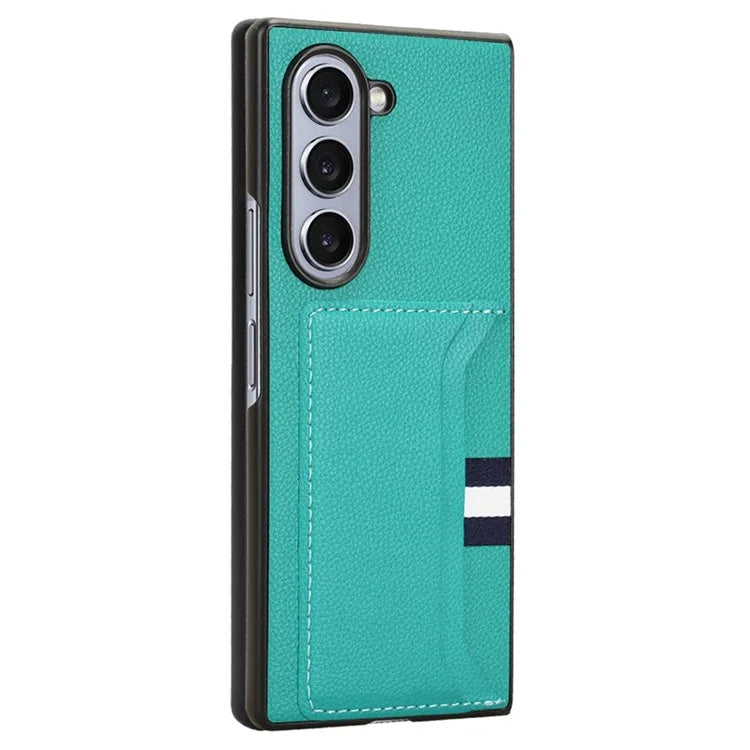 For Samsung Galaxy Z Fold6 5G Case Card Holder Litchi Texture Leather+PC Folding Phone Cover
