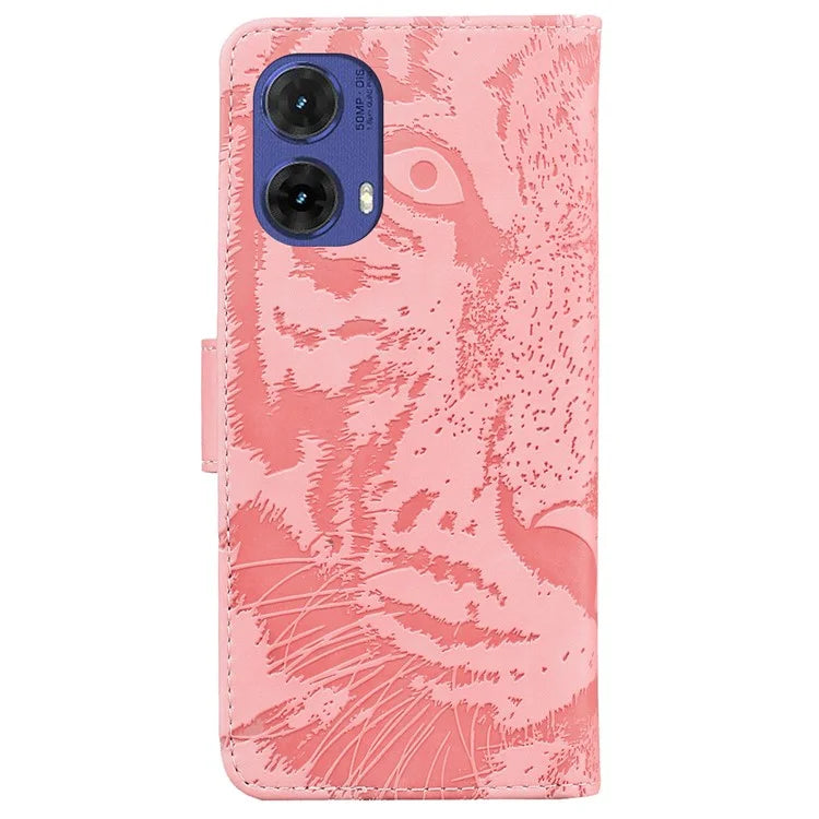 For Motorola Moto G85 5G / S50 Neo 5G Mobile Phone Stand Case Imprinted Tiger PU Leather Wallet Phone Cover