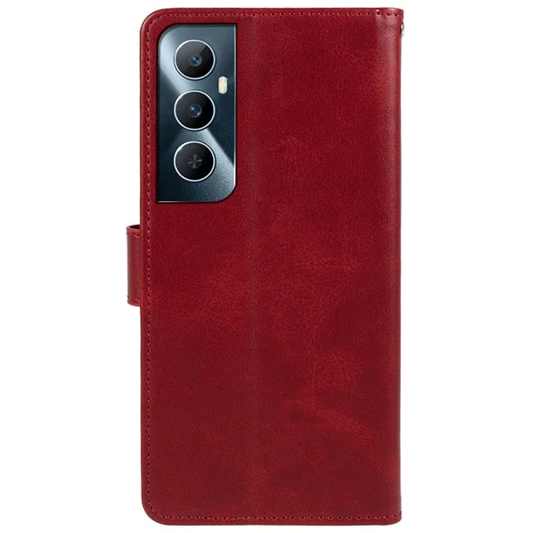 For Realme C65 4G Case Leather Calf Texture Busines Phone Cover with Card Holders Stand Function
