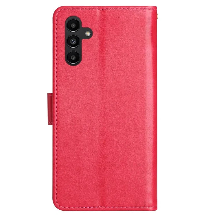 For Samsung Galaxy S24 FE Phone Case Butterfly Flower Imprinted Leather Flip Cover
