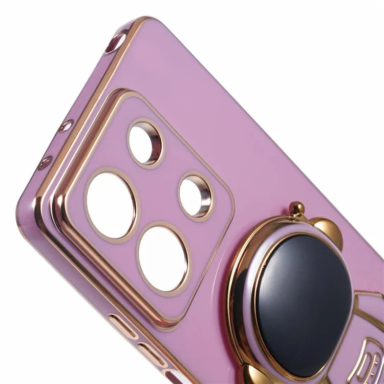 For Xiaomi Redmi Note 13 5G / Note 13R Pro 5G Case Electroplating TPU Phone Cover Astronaut Folding Bracket
