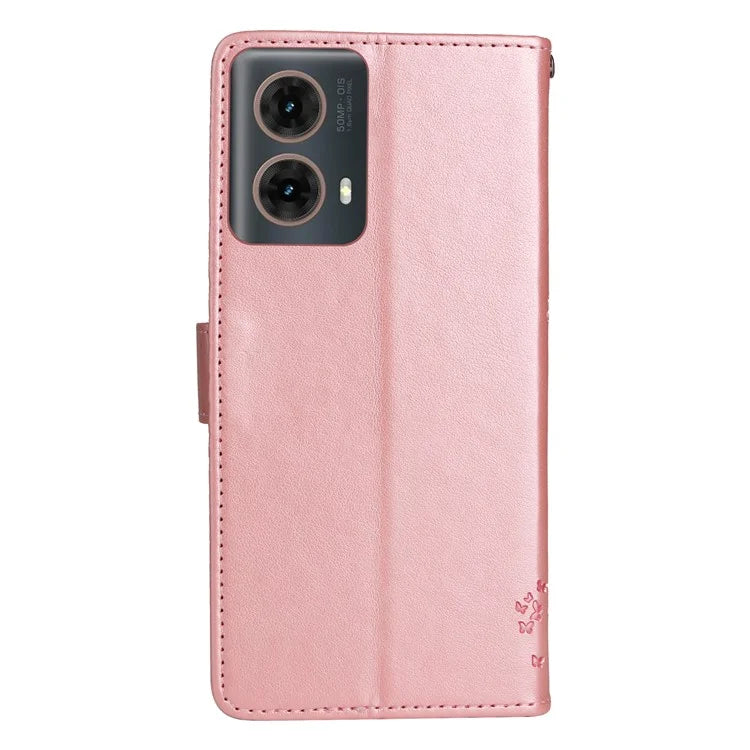 KT Imprinting Flower Series-3 For Motorola Moto G85 5G / S50 Neo 5G Case Wallet Card Slots Leather Phone Cover