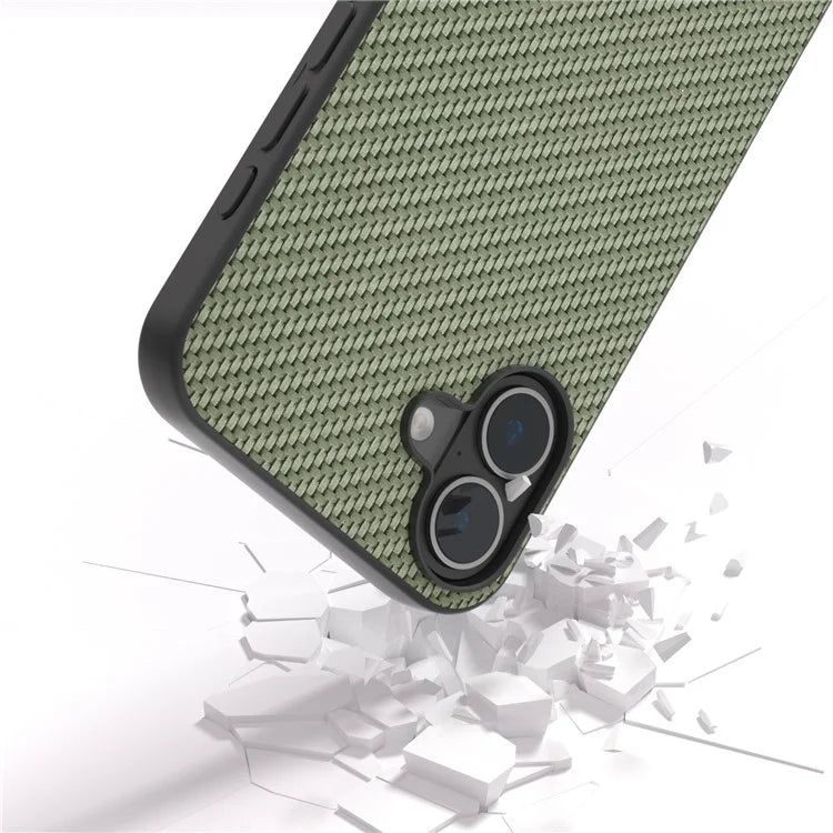 ABEEL For iPhone 16 Case Carbon Fiber Texture PU Covered Phone Shell