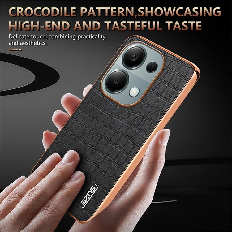 AZNS For Xiaomi Redmi Note 13 Pro 4G / Poco M6 Pro 4G Case Shockproof PU+TPU Electroplated Phone Cover