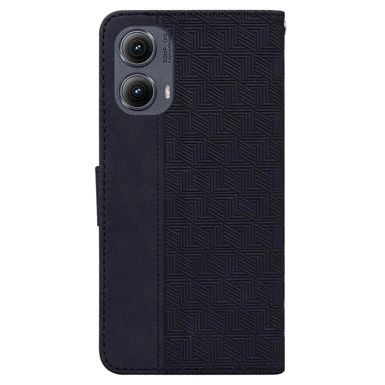 For Motorola Edge (2024) 5G Case Geometry Pattern Leather Wallet Phone Cover