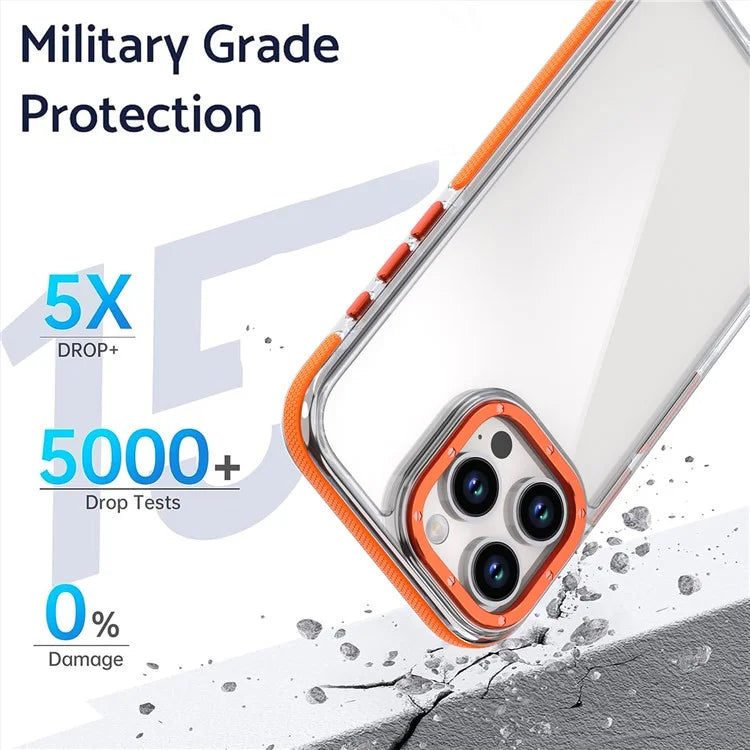 For iPhone 16 Pro Max Case Anti-Drop Dual Color PC+TPU Transparent Phone Cover